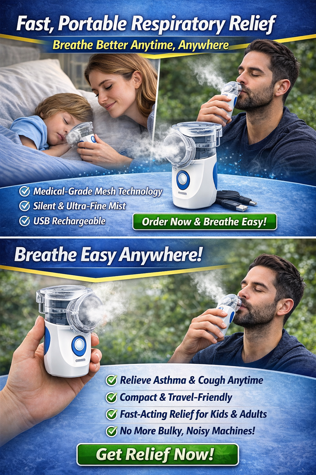 Mesh Nebulizer - Breathe Better Anytime, anywhere — Fast Relief in Your Pocket