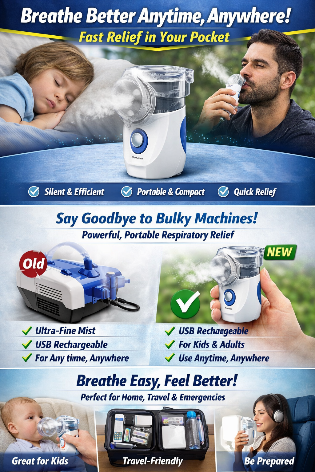 Mesh Nebulizer - Breathe Better Anytime, anywhere — Fast Relief in Your Pocket